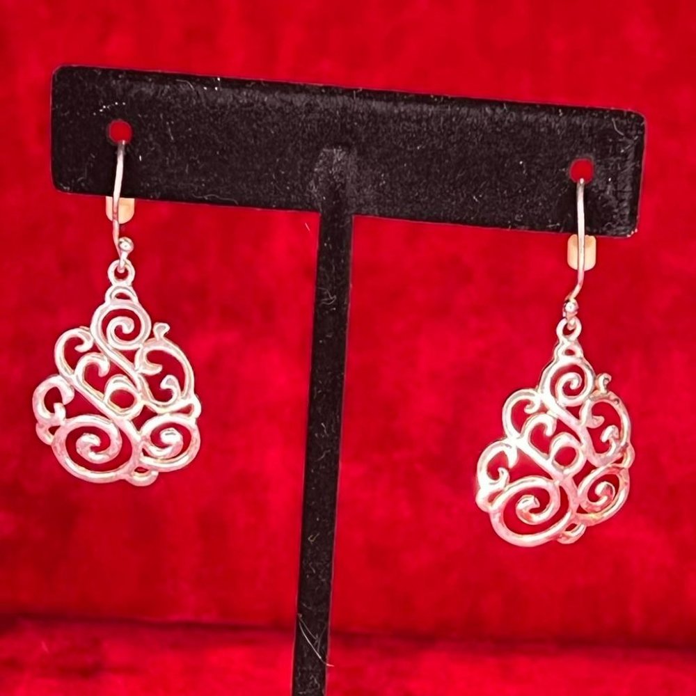 Vintage Openwork Sterling Silver Dangle Earrings